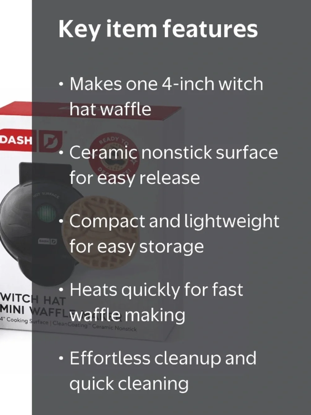 Ash Black Dash Witch Hat Mini Waffle Maker